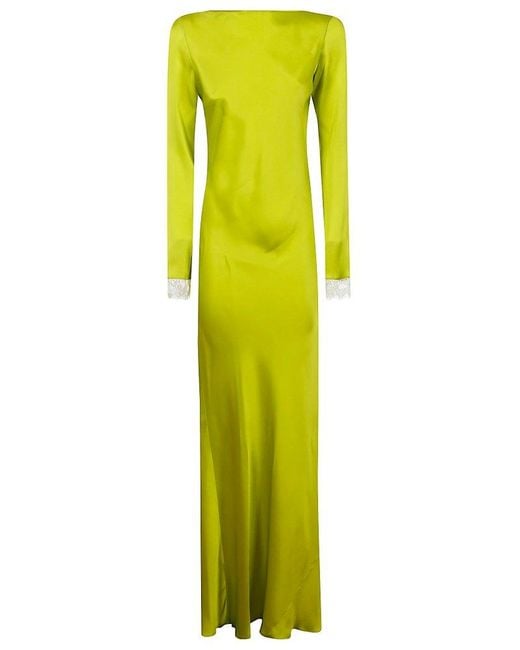 MVP WARDROBE Yellow Helena Lace Trim Maxi Dress