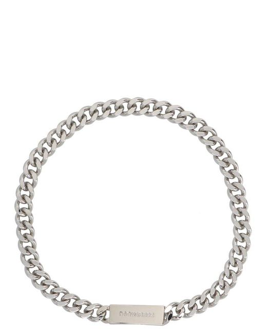 DSquared² Metallic Logo Plaque Chain Necklace for men