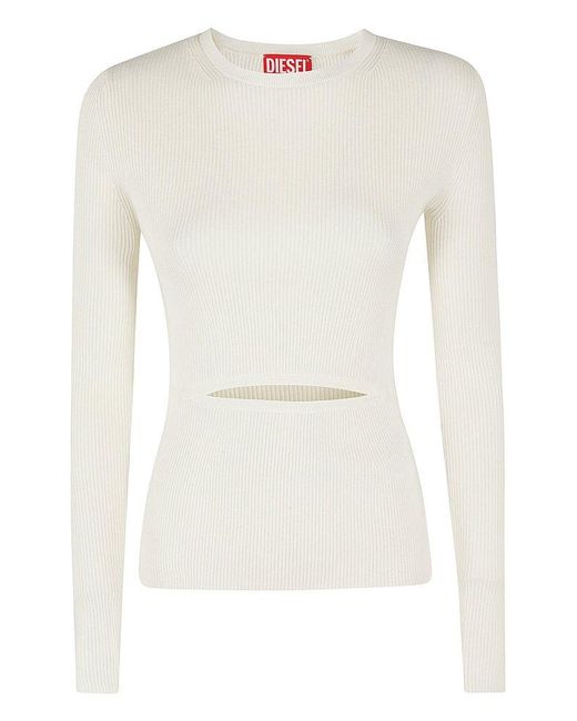 DIESEL White Wool-blend Top With Cut-out