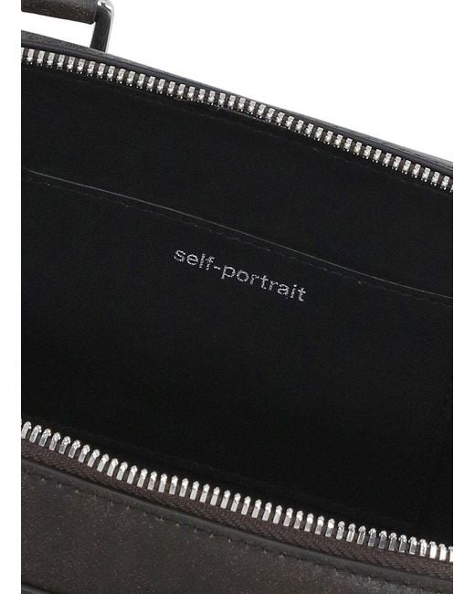 Self-Portrait Black Zip-Up Mini Tote Bag