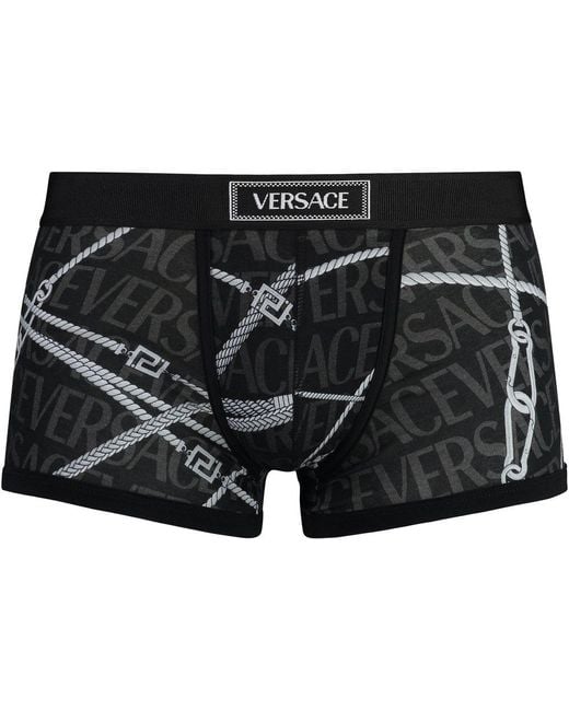 Versace Black All-over Printed Trunks for men