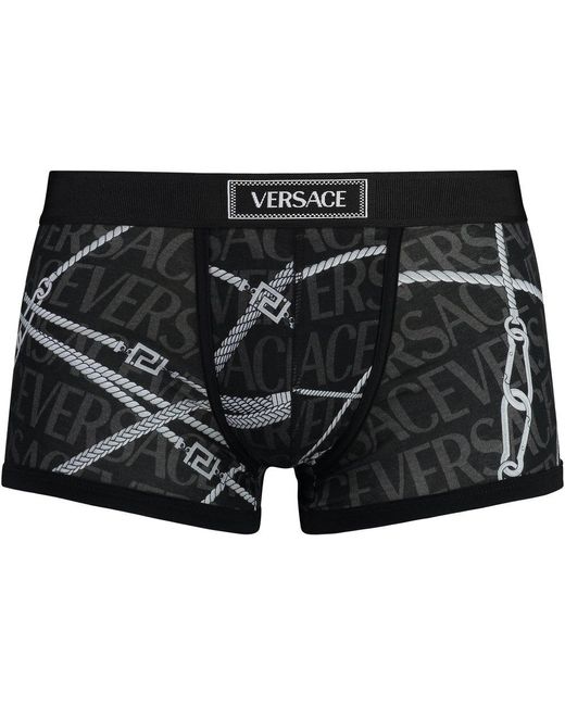 Versace Black All-Over Printed Trunks for men