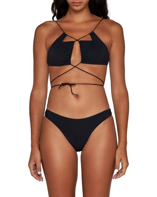 Amazuìn Black Jadia Cut Out Detailed Stretched Bikini Set