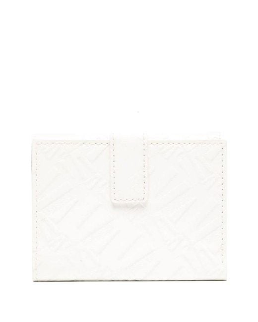 Versace White All-over Logo Embossed Rectangular Multi Card Wallet for men