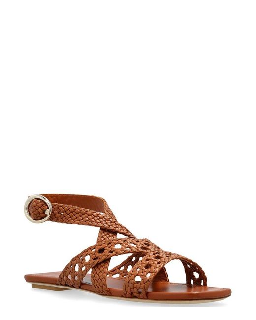 Stuart Weitzman Brown Thea Woven Sandals