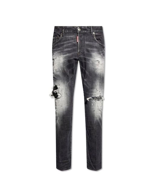 DSquared² Gray Skater Distressed Jeans for men