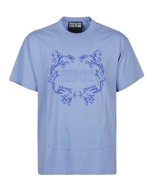Versace Blue Baroque Logo T-Shirt for men