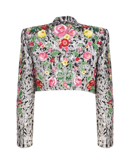 Dolce & Gabbana Black Jacket With Animal Print And Flowers