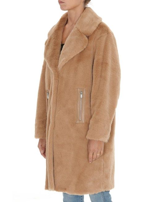 Pinko Natural Pink Faux-fur Oversize Coat