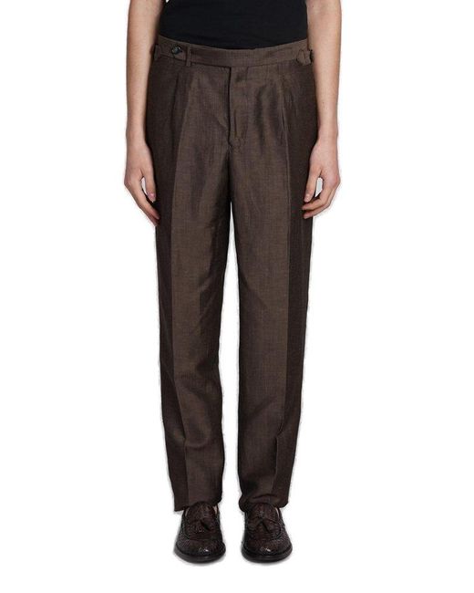 Emporio Armani Black Tailored Tapered Dart-detail Trousers for men