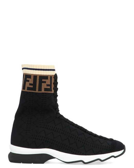 Fendi Rubber High-top Sneakers 8t6515 Polyamide Black Brown - Save 16% ...