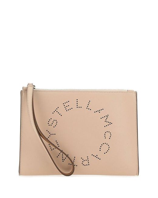 Stella McCartney Natural Logo Clutch Bag