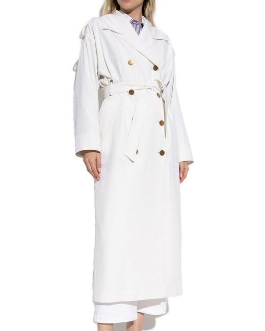 Max Mara White Wool Trench Coat