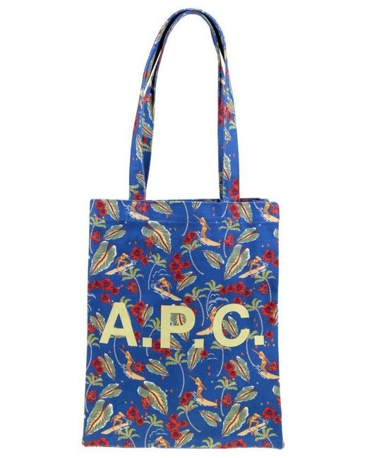 A.P.C. Lou Hawaiian-printed Top Handle Bag in Blue for Men | Lyst UK