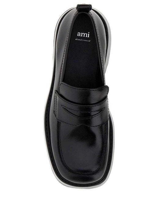 AMI Black Squared-toe Loafers for men