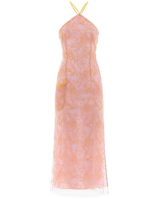 Jacquemus Pink La Robe Lavandou Embroidered Tulle Dress