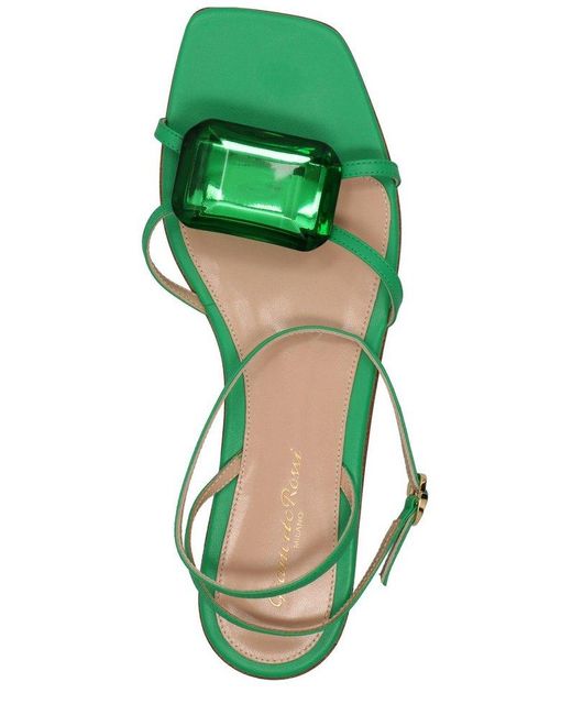 Gianvito Rossi Green Jewel-embellished Sandals