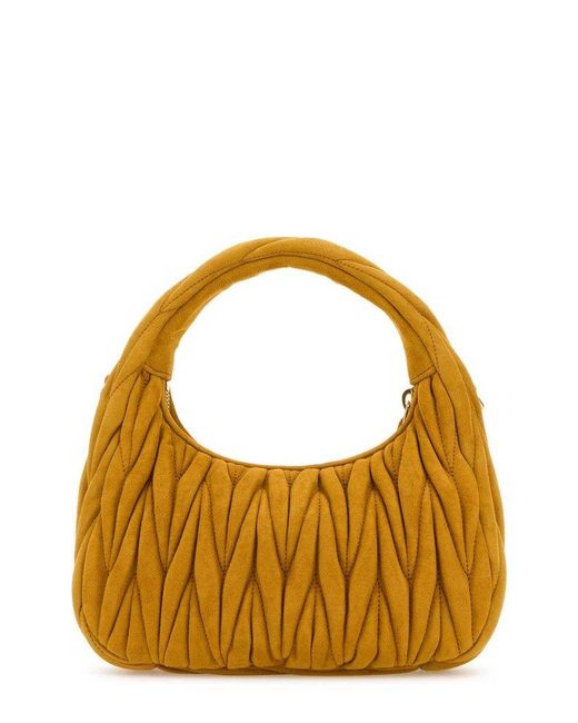 Miu Miu Metallic Wander Matelassé Zipped Handbag