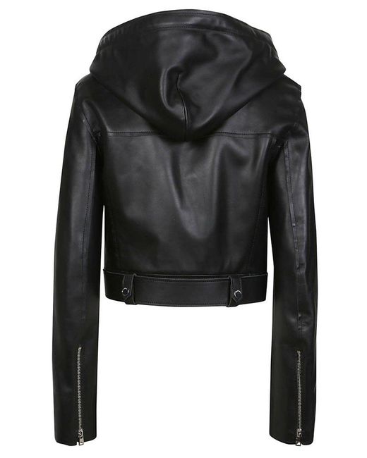 J.W. Anderson Black Drawstring Leather Biker Jacket