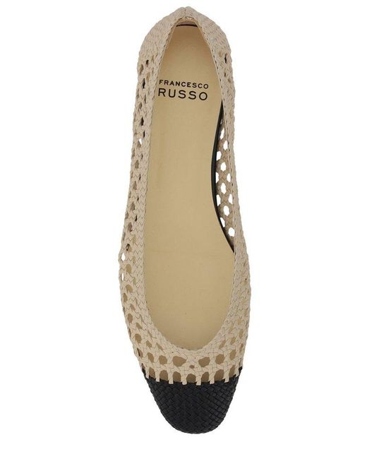 Francesco Russo Natural Cut-out Derailed Contrasted-toe Ballerinas