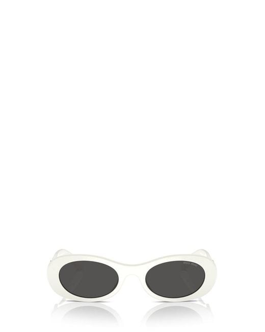 Miu Miu White Oval-Frame Sunglasses
