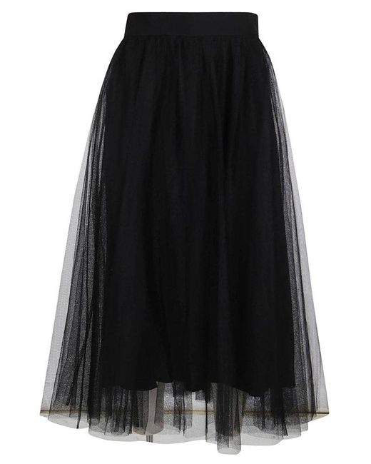 Zimmermann Tulle Midi Skirt in Black | Lyst
