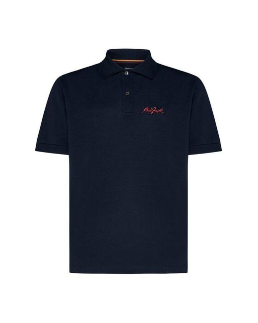 Paul Smith Blue Logo Embroidered Short-sleeved Polo Shirt for men