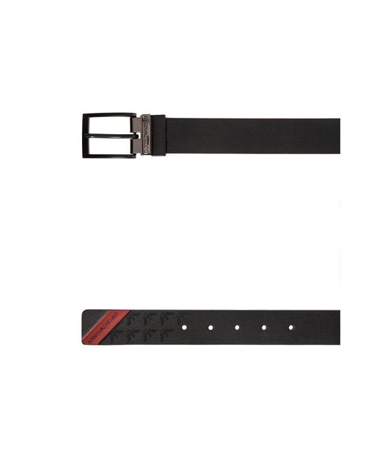 Emporio Armani Black Wallet Belt Set for men
