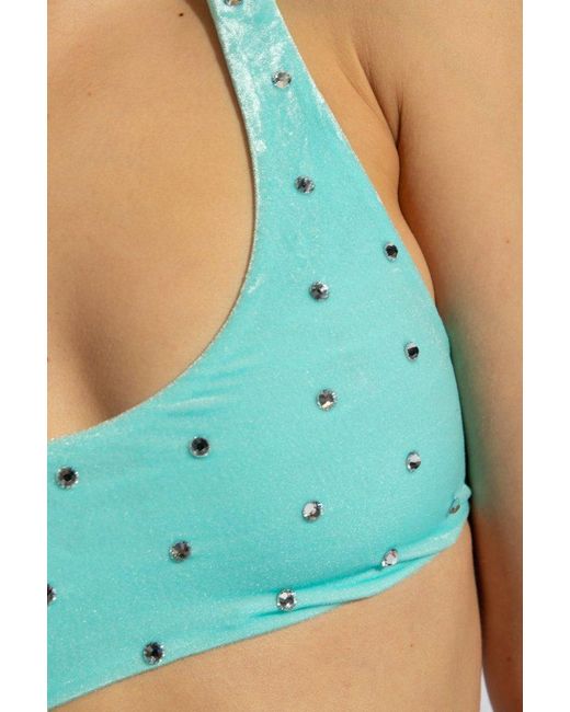 DSquared² Blue Embellished Swimsuit Top