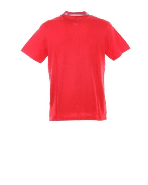 Paul & Shark Red Logo-printed Stripe Detailed Polo Shirt for men