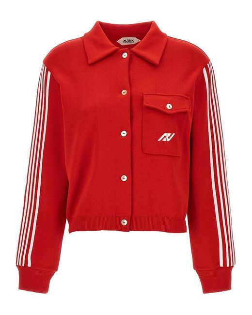 Autry Logo-embroidered Stripe-detailed Buttoned Jacket