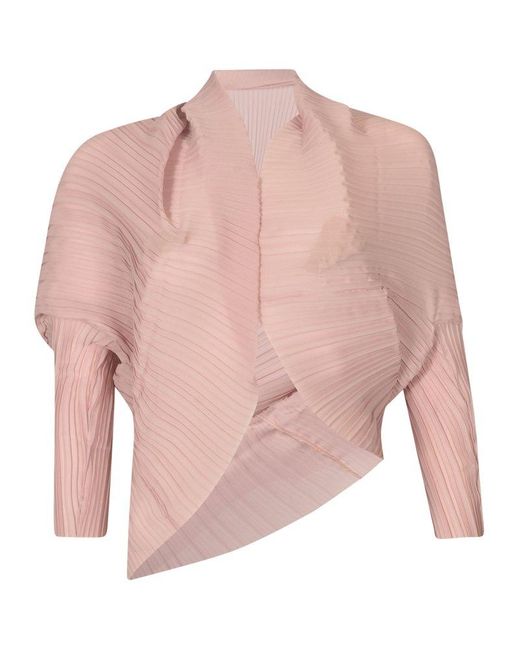Max Mara Pink Pleated Long-sleeved Jacket