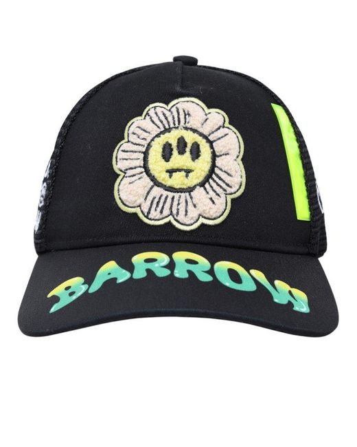 Barrow Black Logo Patch Mesh Panelled Baseball Cap for men