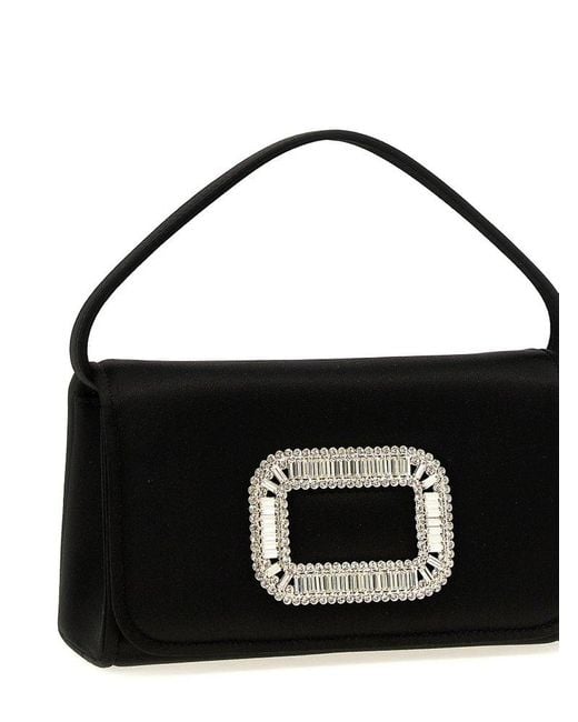 Roger Vivier Black Pilgrim Embellished Micro Satin Handbag