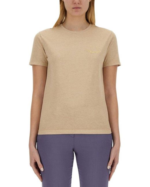 PS by Paul Smith Natural Logo Embroidered Crewneck T-shirt