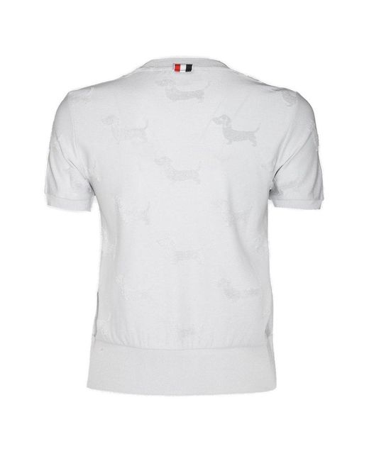 Thom Browne White Hector Detailed Crewneck T-shirt