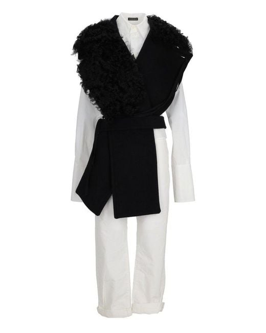 Ann Demeulemeester Black Manon Asymmetric Fur Collar Plastron