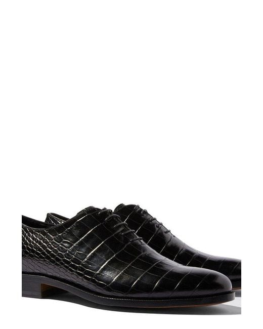 Scarosso Black Ignazio Embossed Oxford Lace-up Shoes for men