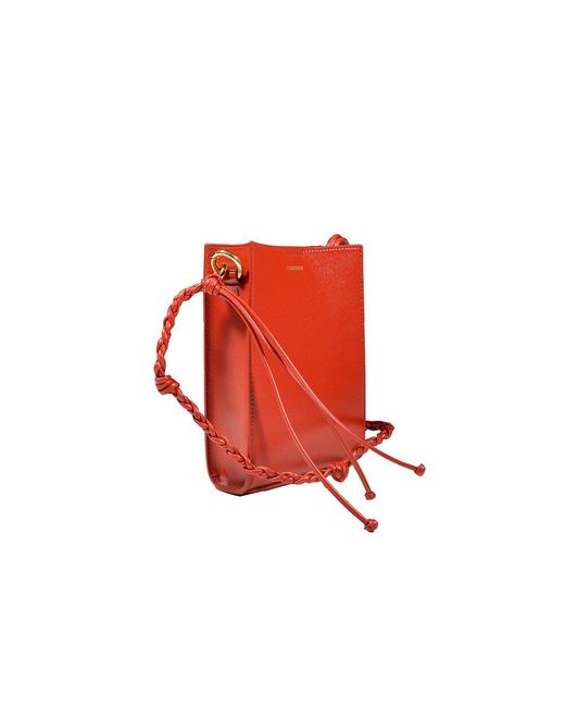 Jil Sander Red Logo Detailed Small Crossbody Bag