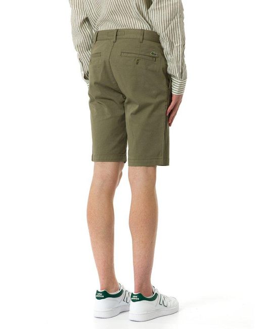 Lacoste Green Logo Patch Knee-Length Shorts for men