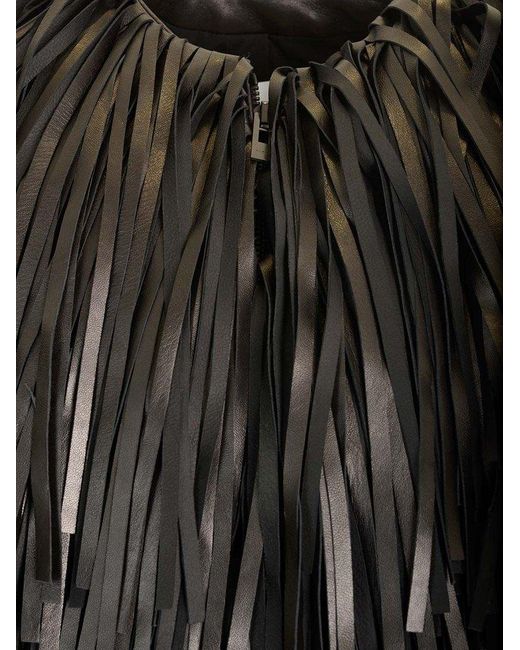 Alaïa Black Fringed Bomber Jacket Jackets