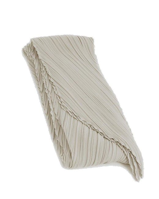 Pleats Please Issey Miyake White Zig Zag Scarf