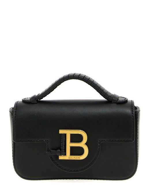 Balmain Black Smooth Leather Mini B-buzz Bag