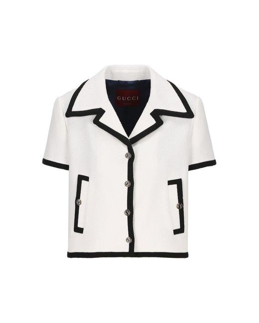 Gucci Black Short-sleeved Tweed Jacket
