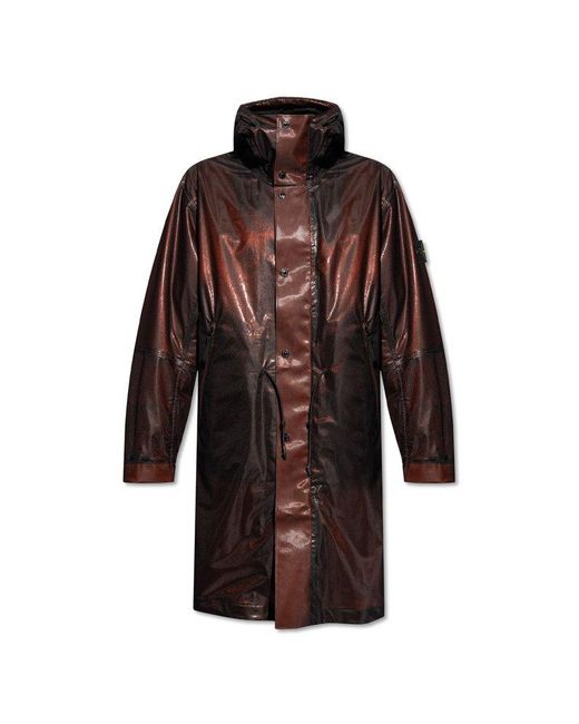 Stone Island Red Waterproof Hooded Coat for men