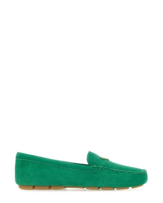 Prada Green Round-toe Slip-on Loafers