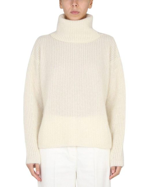 Boss White Roll Neck Knitted Jumper