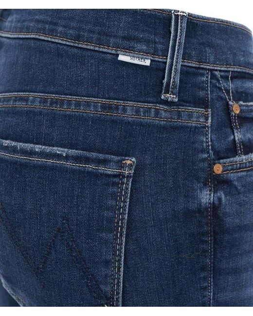Mother Blue Frayed Hem Cropped Jeans