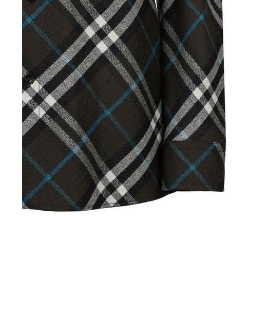 Burberry Black Check-Pattern Buttoned Belted Shirt