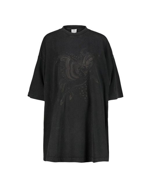 Vetements Black Flying Unicorn Tonal Tshirt